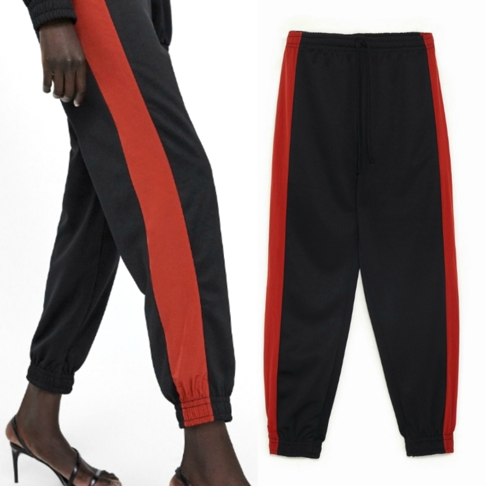 [ZARA] High Rise Contrast Side Stripe Joggers
